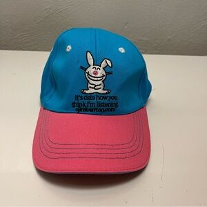 Happy Bunny Jim Benton Blue And Pink Not Listening Funny Hat Adjustable Unisex
